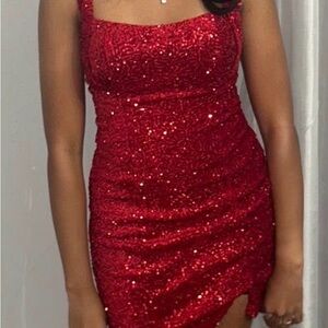 Dazzling Red Sequin Mini Dress